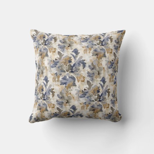Painterly Spring Floral Throw Pillow クッション (裏面)