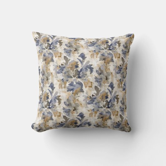 Painterly Spring Floral Throw Pillow クッション (正面)