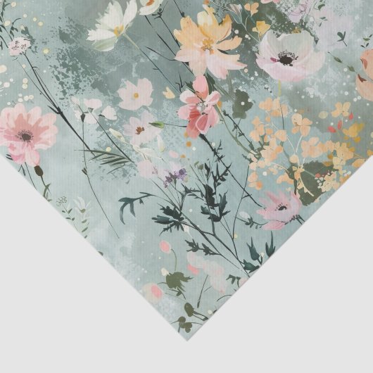 Painterly Wildflowers Pattern in Soft Shades 薄葉紙 (詳細)