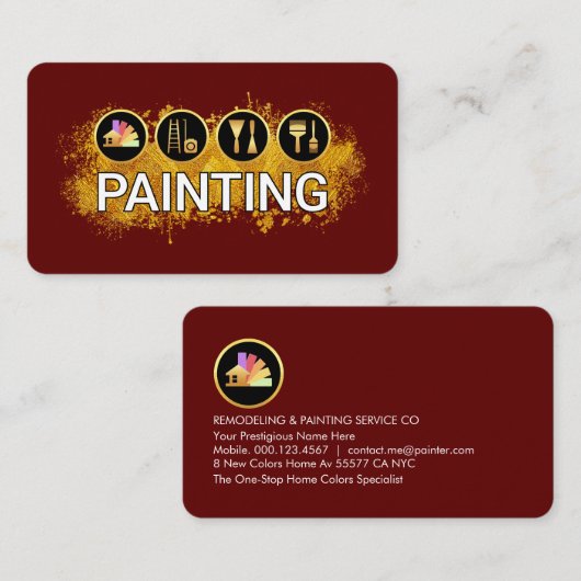Painter's Tool Gold Paint Splatter 名刺 (正面/裏面)