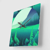 Painting art Forest Green Nature Clock スクエア壁時計 (傾斜)