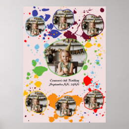 Painting Colorful 9th Birthday Party Photo Collage ポスター