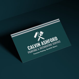 Painting Decorating Service Modern Teal and Silver 名刺