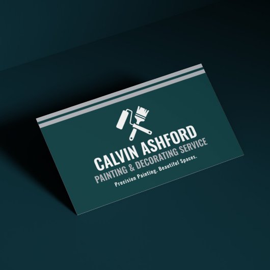 Painting Decorating Service Modern Teal and Silver 名刺