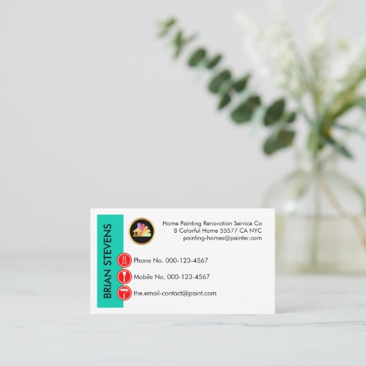 Painting Icons On Cyan Wall Layer 名刺 (スタンド正面)