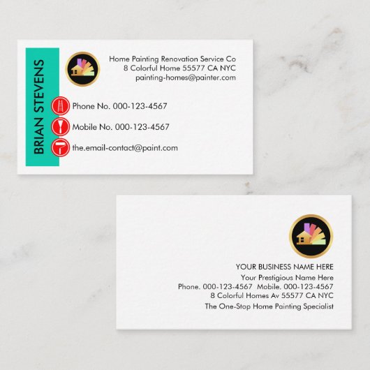 Painting Icons On Cyan Wall Layer 名刺 (正面/裏面)