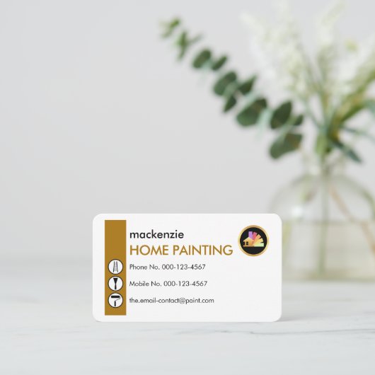 Painting Icons On Vertical Brown Wall 名刺 (スタンド正面)