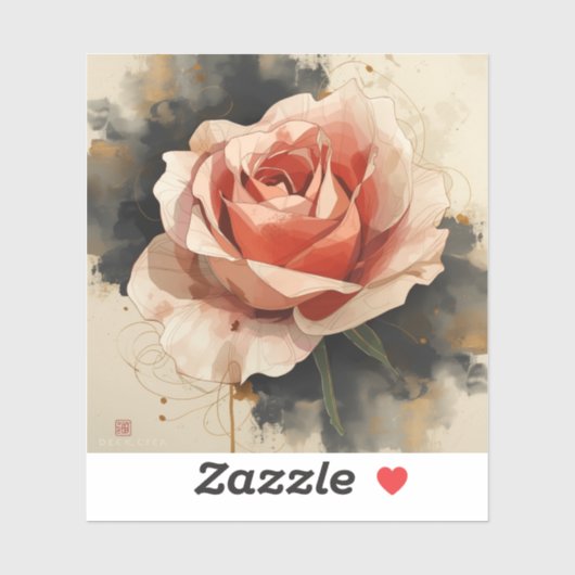 Painting Images featuring stylized blooming roses シール (シート)