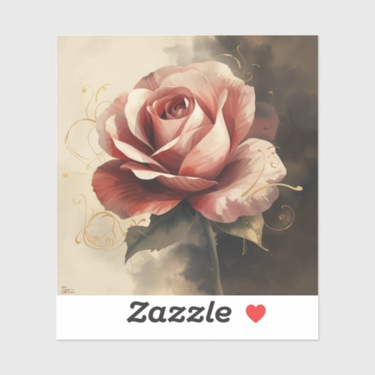 Painting Images featuring stylized blooming roses シール (シート)
