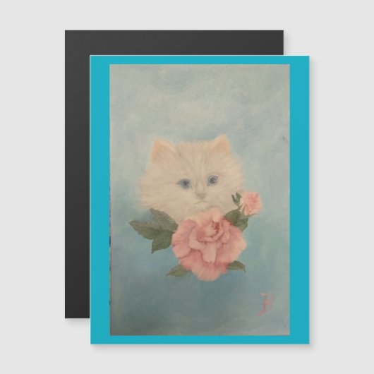 Painting of a White Kitten Magnetic Card (正面/裏面)