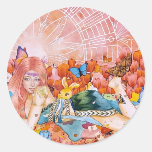 Painting of a woman title: The Afternoon ラウンドシール (正面)