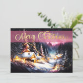 Painting of Mountain Winter Serenity Christmas カード (スタンド正面)