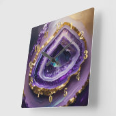 Painting of Purple and Gold Geode スクエア壁時計 (傾斜)