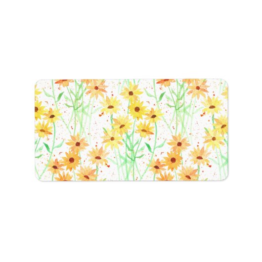 Painting of yellow echinacea flowers ラベル (正面)