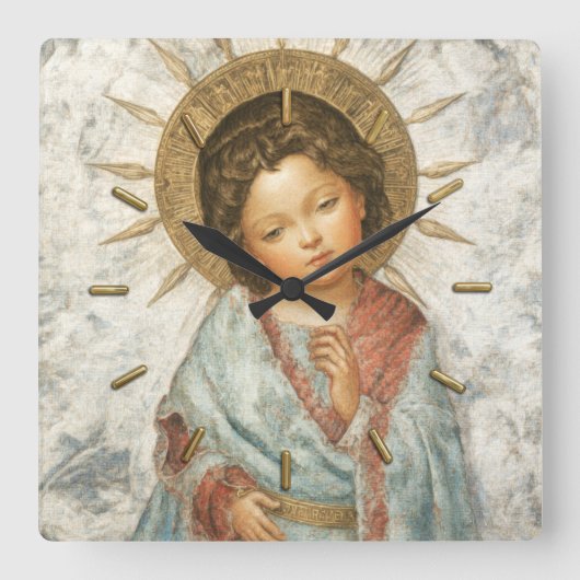 Painting of Young Savior Jesus スクエア壁時計 (正面)