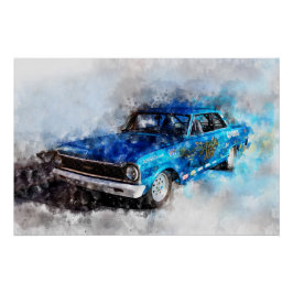 Painting out of a Series of legendary Dragster Pil ポスター