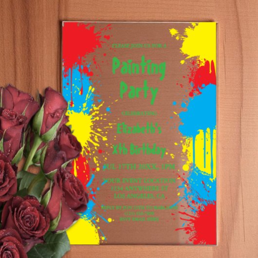 Painting Party Kids Birthday アクリル招待状