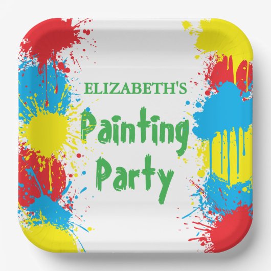 Painting Party Kids Birthday ペーパープレート (正面)