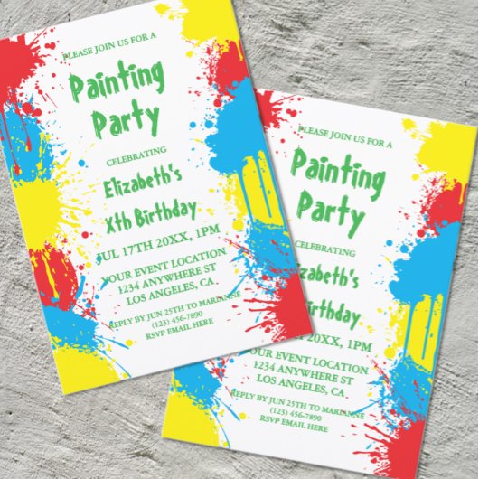Painting Party Kids Birthday 招待状