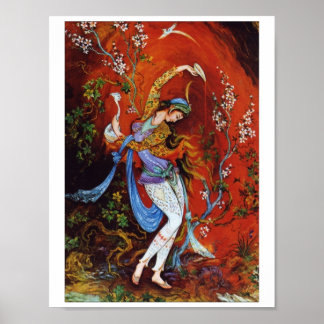Painting Persian Girl Pouring wine from jug ポスター