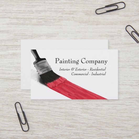Painting Service Companyのブラシの赤名刺 名刺 (正面/裏面インサイチュ)