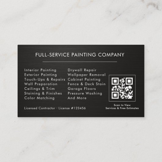 Painting Service Contractor QR Code 名刺 (裏面)