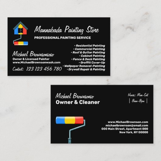 Painting Service Decoration Modern Black 名刺 (正面/裏面)