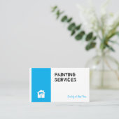 Painting Services | 仕事中のペンキ塗り職人 ピンク 名刺 (スタンド正面)