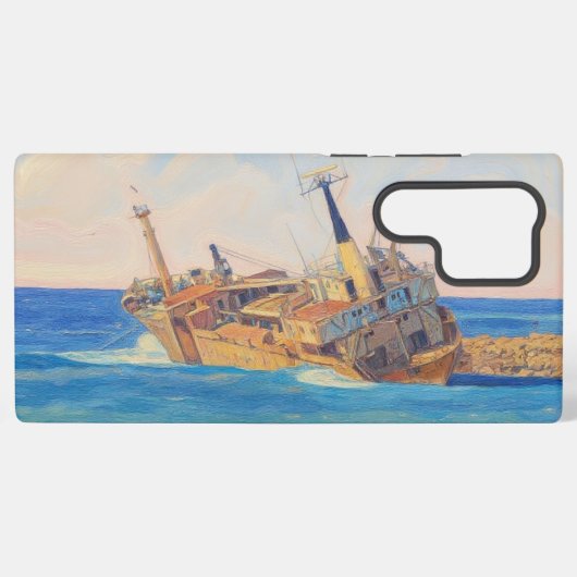 Painting style image of Edro III shipwreck Paphos  Samsung Galaxyケース (裏面横)