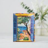 Painting Terrace View of Mediterranean sea ポストカード (スタンド正面)