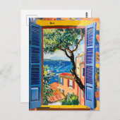 Painting Terrace View of Mediterranean sea ポストカード (正面/裏面)