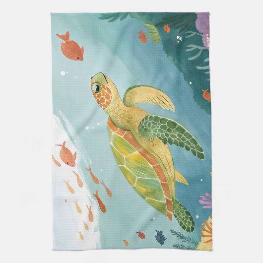 Painting Turtle キッチンタオル (縦)