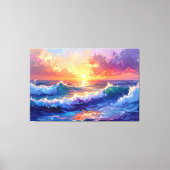 Painting waves at sunset sunrise 001 キャンバスプリント (正面)