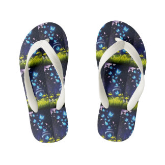Pair of Blue Butterflies Flip Flops キッズビーチサンダル