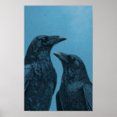Pair of crows on a blue background ポスター (正面)