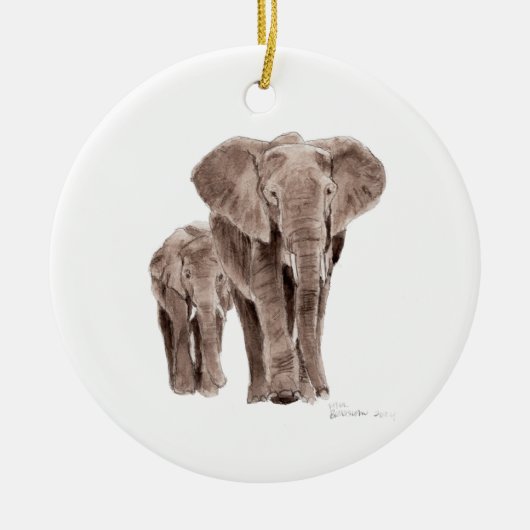 pair of elephants tree ornament セラミックオーナメント (正面)