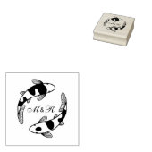 Pair of Japanese Koi Fish Wedding Monogram ラバースタンプ (押印)