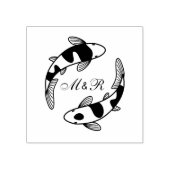 Pair of Japanese Koi Fish Wedding Monogram ラバースタンプ (インプリント)