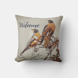 「Pair of Robins」ウェルカム装飾用クッション アウトドアクッション