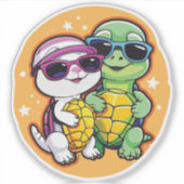 Pair of Turtles in Love - Durable Vinyl Sticker  シール (正面)