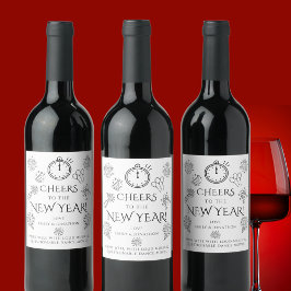 Pairs Well Doodles Black Cheers to New Year Party ワインラベル