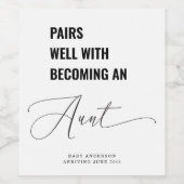 Pairs Well With Baby Announcement Aunt ワインラベル (シングルラベル)