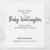 Pairs Well With Baby Pregnancy Announcement  ワインラベル (シングルラベル)