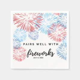 Pairs Well with Fireworks - 7月4日Bev Napkin スタンダードカクテルナプキン