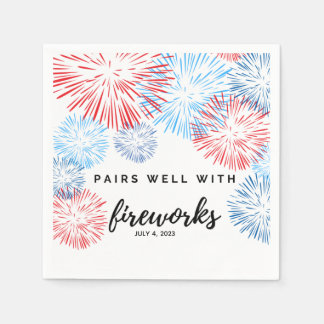 Pairs Well with Fireworks - 7月4日Bev Napkin スタンダードカクテルナプキン