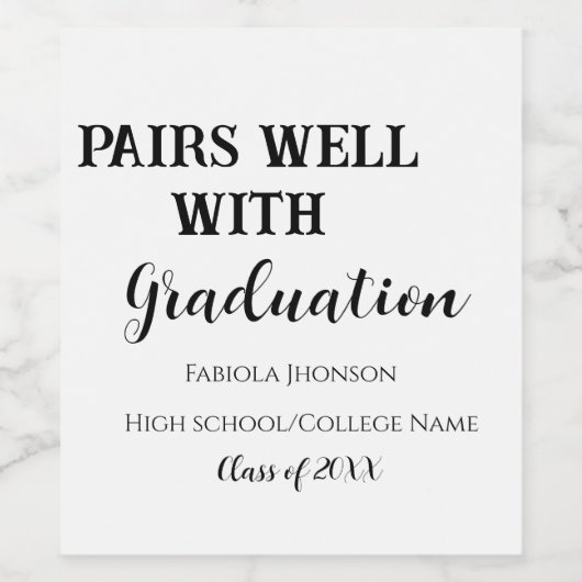 Pairs well with graduation party gift, class 2023 ワインラベル (シングルラベル)
