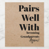 Pairs Well with Grandparents Again Rustic Kraft ワインラベル (シングルラベル)