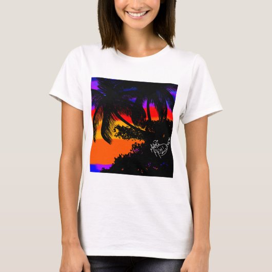 Paisagem por do sol com coqueiros tシャツ (正面)