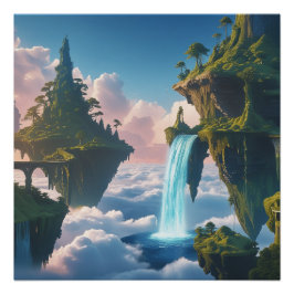 Paisaje de montañas flotantes ポスター