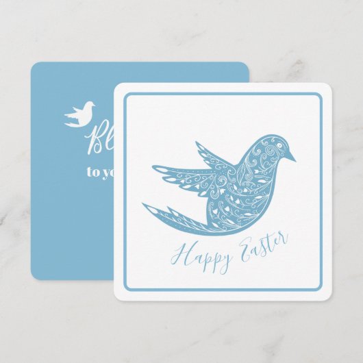 Paisley Bluebird Easter greeting card シーズンカード (正面/裏面)